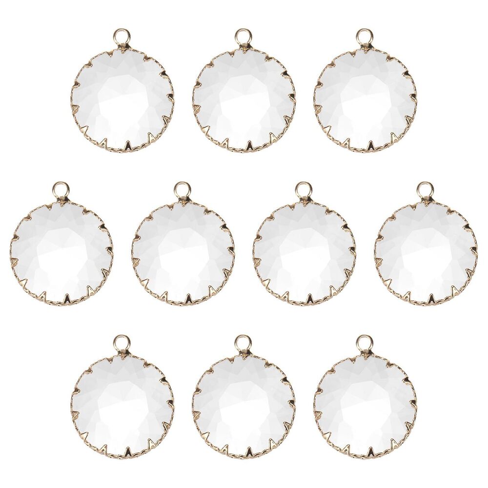 9061 10PCS 20x20mm Glass Charm Pendants Round Charm Glass Crystal